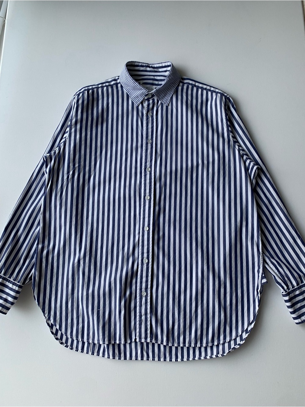 Rag & Bone Women Blue and White Vertical Stripe Dress Shirt size l - Picture 3 of 12